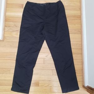 Lafayette 148 New York Womens Black Satin Dress Pants 12 Silk Ankle Cigarette